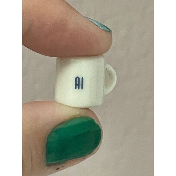 Vintage Miniature White Ceramic Coffee Mug With name Al Spell Out Dollhouse - Picture 4 of 5